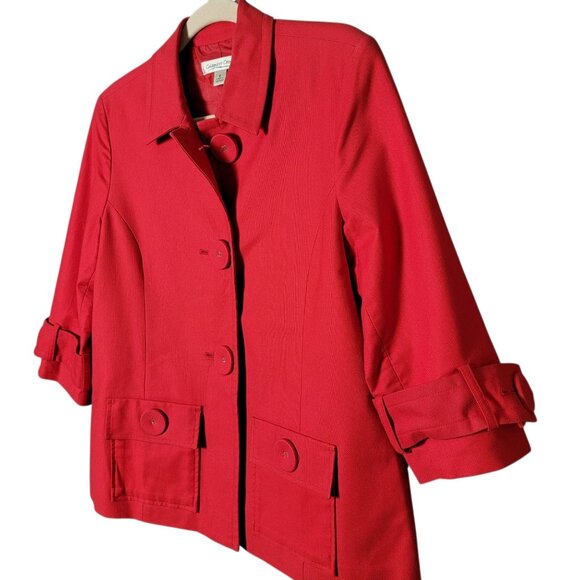 Coldwater Creek Womens Red Big Buttons 3/4 Sleeves Work Blazer Jacket Size 8 - Picture 2 of 10